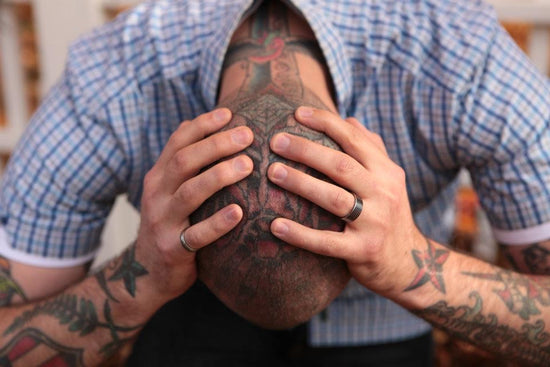 Titanium rings on man
