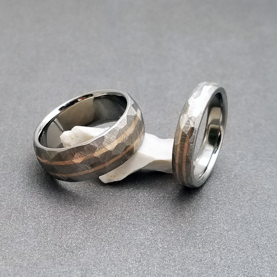 Titanium gold platinum inlay wedding ring set