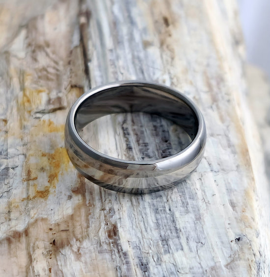 Platinum domed titanium ring