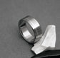 Titanium Ring - One Off Center Sterling Silver Pinstripe