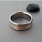 Titanium Wedding Ring with a Solid Concave Rose Gold Inlay and Sterling Silver Inlay