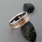Titanium Wedding Ring with a Solid Concave Rose Gold Inlay and Sterling Silver Inlay