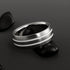 Titanium Band - Flat Top - Beveled Edges - Two Centered White Pinstripes