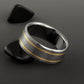 Titanium Band - Two 18k Solid Gold Pinstripes on Either Side