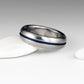 Titanium Ring - Domed Profile - One Wide Blue Pinstripe