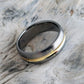 Titanium Ring in a Domed Profile and Wide 18K Solid Gold Concave Inlay - Handcrafted Men&