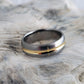 Titanium Ring in a Domed Profile and Wide 18K Solid Gold Concave Inlay - Handcrafted Men&