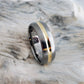 Titanium Ring in a Domed Profile and Wide 18K Solid Gold Concave Inlay - Handcrafted Men&