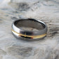 Titanium Ring in a Domed Profile and Wide 18K Solid Gold Concave Inlay - Handcrafted Men&