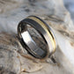 Titanium Ring with Off-Center 18k Solid Yellow Gold Concave Inlay - Unique Handcrafted Jewelry