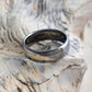 Titanium Wedding Ring with a Solid Platinum Inlay in a Domed Profile, shown in a High Polished - Mirror Finish