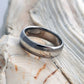 Titanium Wedding Ring with a Solid Platinum Inlay in a Domed Profile, shown in a High Polished - Mirror Finish