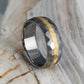 Titanium and 18k Solid Gold Wedding Ring with "Mosaic" Faceted Textured Surface, Custom Widths