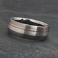 Titanium Ring with Sterling Silver and 18k Rose Gold Inlays, Rounded Profile and Layered Metals