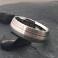 Titanium Ring with Sterling Silver and 18k Rose Gold Inlays, Rounded Profile and Layered Metals