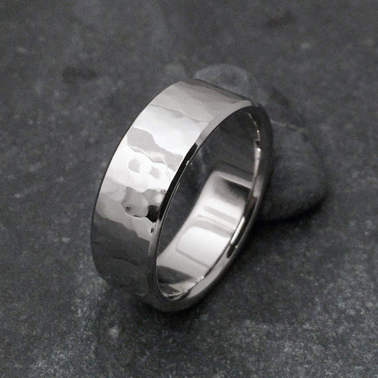 Titanium Hammered Ring in a Flat Profile
