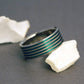 Titanium Wedding Band with Emerald Green Pinstripes and a Flat Profile