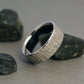 Tree Bark Titanium Ring with our signature "White Ash Tree" Texture, Rugged Handmade To Order