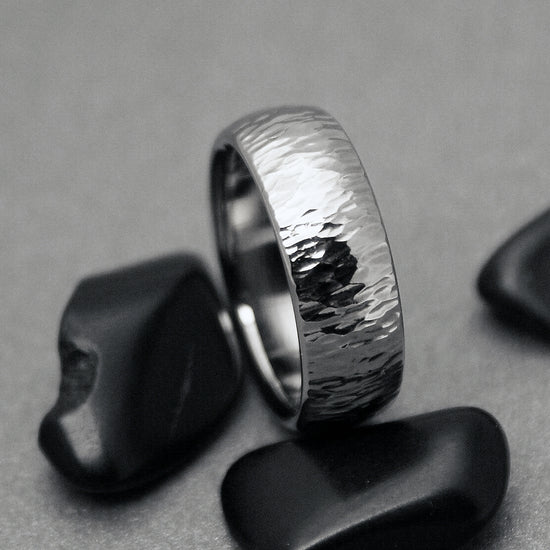 Titanium Ring with our "Rain Hammer" Texture