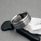Titanium Ring - One Off Center Sterling Silver Pinstripe