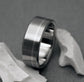 Titanium Ring - One Off Center Sterling Silver Pinstripe
