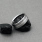 Titanium Ring - "Wood Grain" Hand Ground Finish - One Centered Sterling Silver Pinstripe