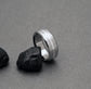 Titanium Ring - "Wood Grain" Hand Ground Finish - One Centered Sterling Silver Pinstripe