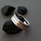 Titanium Wedding Ring with a Solid Concave Rose Gold Inlay and Sterling Silver Inlay