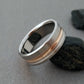 Titanium Wedding Ring with a Solid Concave Rose Gold Inlay and Sterling Silver Inlay