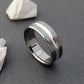 Titanium Ring with a Concave Solid Sterling Silver Inlay, Handmade and Customizable Wedding Band