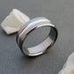 Titanium Ring with a Concave Solid Sterling Silver Inlay, Handmade and Customizable Wedding Band