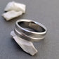 Titanium Ring with a Concave Solid Sterling Silver Inlay, Handmade and Customizable Wedding Band