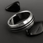 Titanium Engagement Ring- Black Pinstripe Titanium Ring