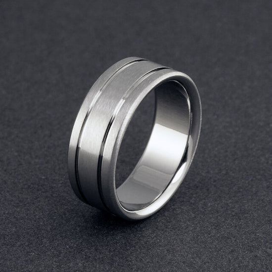 Striped Titanium Wedding Band