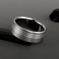 Titanium Band - Three Off Center Sterling Silver Pinstripes