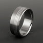 Titanium Band - Three Off Center Sterling Silver Pinstripes
