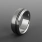 Titanium Band - Two Off Center Black Pinstripes - Beveled Edges