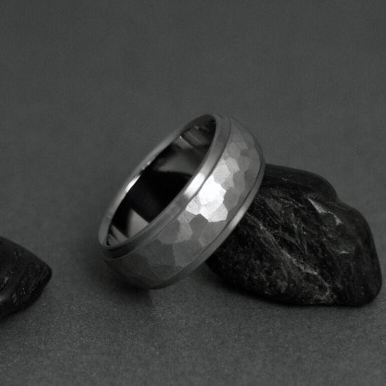 Titanium Hand Ground Ring - Domed Profile - Stepped Down Edges