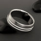 Titanium Ring in a Domed Profile with Twin Centered White Centered Pinstripes