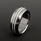 Titanium Ring in a Domed Profile with Twin Centered White Centered Pinstripes