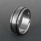 Titanium Ring - Domed Profile - Two Black Pinstripes on Either Side