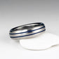 Titanium Ring - Domed Profile - Two Blue Pinstripes