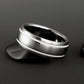 Titanium Ring - Domed Profile - Two White Pinstripes on Either Side
