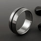 Titanium Ring - Domed Profile - Wide Centered Black Pinstripe