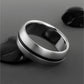 Titanium Ring - Domed Profile - Wide Centered Black Pinstripe