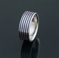 Titanium Ring - Flat Profile - Blue Pinstripes