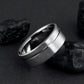 Titanium Ring in a Flat Profile with an Off-Center Pinstripe