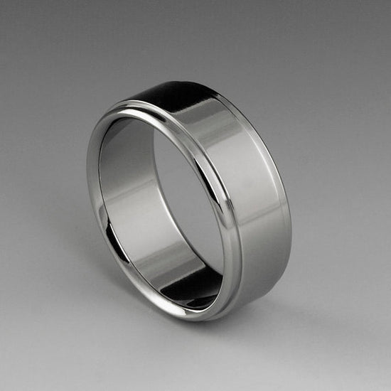 Titanium Ring - Flat Profile - Stepped Down Edges