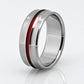 Titanium Ring - Gradually Raised Center - Red Inlay