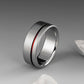 Titanium Ring - Offset Red Pinstripe